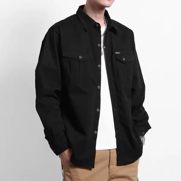Design Utility Shirt Black Tops Shirt - 1
