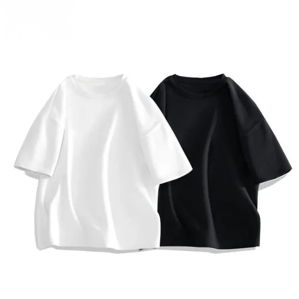 Design Oversized Crewneck T-Shirt White and Black - 1