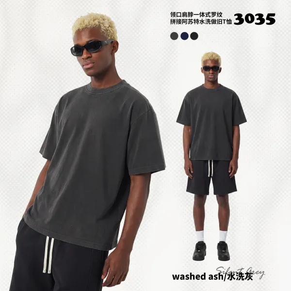 Design Silent Grey 3035 Washed Ash Oversized T-Shirt T-Shirts - 1