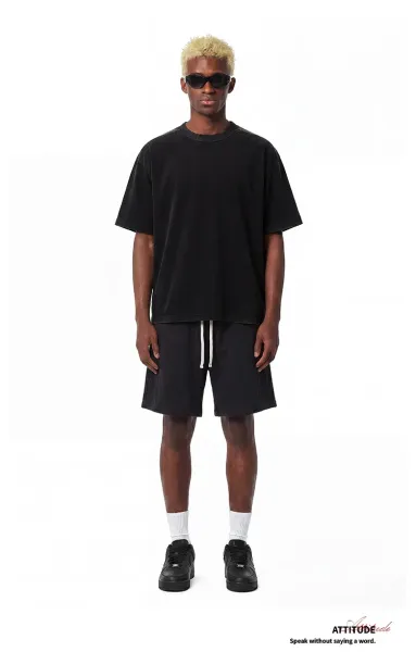 Design Silent Grey 3035 Washed Black Oversized T-Shirt T-Shirts - 19