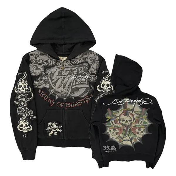 Design Ed Hardy King of Beasts Black Hoodie - 1