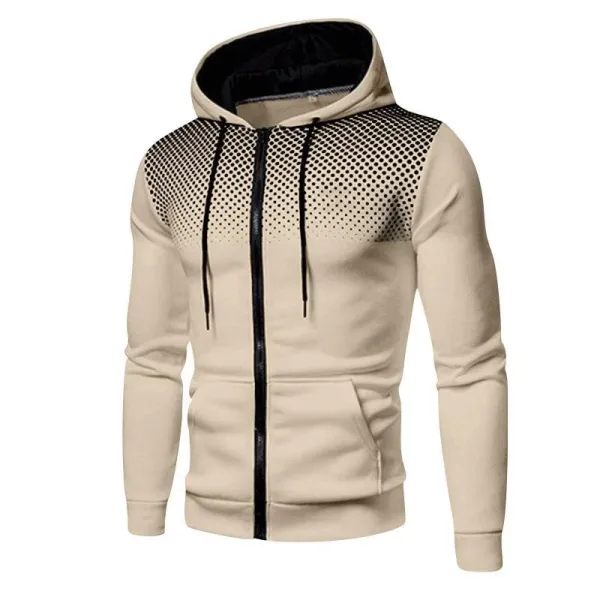 Design Gradient Dot Pattern Navy Zip-Up Hoodie - 5