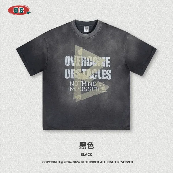 Design BE Thrived Overcome Obstacles Graphic T-Shirt Black T-Shirts - 1