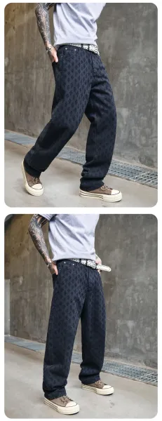 Design Jacquard Pattern Beige Pants with Textured Floral Motif - 25