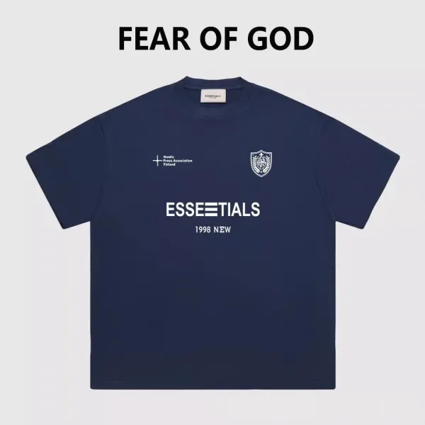 Fear of God Essentials Shield Logo Navy T-Shirt - 1