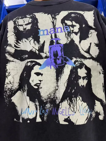 Design MANA Cuando Los Angeles Lloran Band Graphic T-Shirt Black T-Shirts - 19