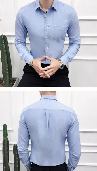 Design Classic Fit Light Blue Oxford Shirt Tops Shirt - 9