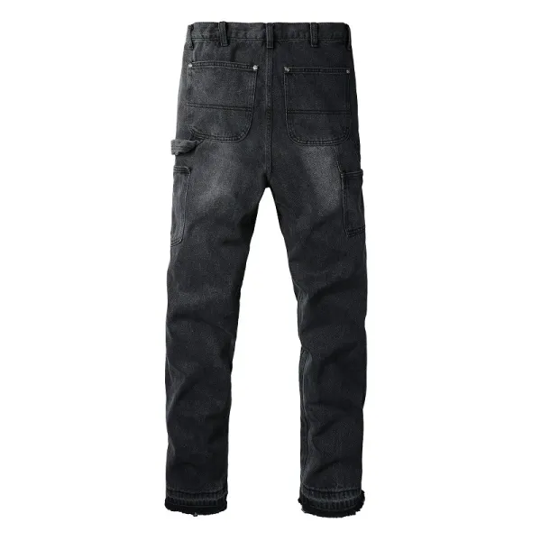Design Studded Knee Panel Black Denim Jeans - 24