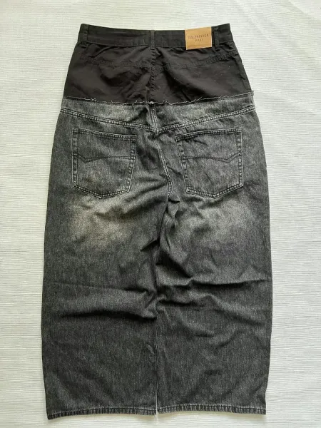 Balenciaga Jeans Black Washed Denim Skirt - 5