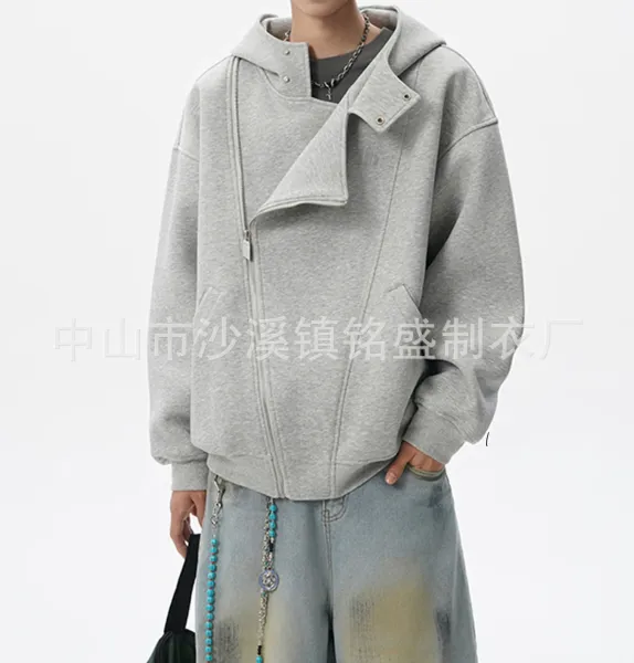 Design Asymmetrical Zip Hoodie Gray - 8