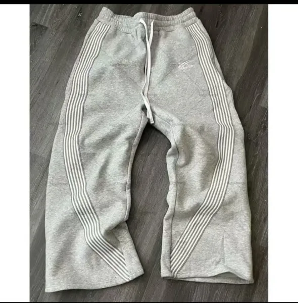 Adidas Originals Track Pants Gray with White Stripes Sweatpants - 1