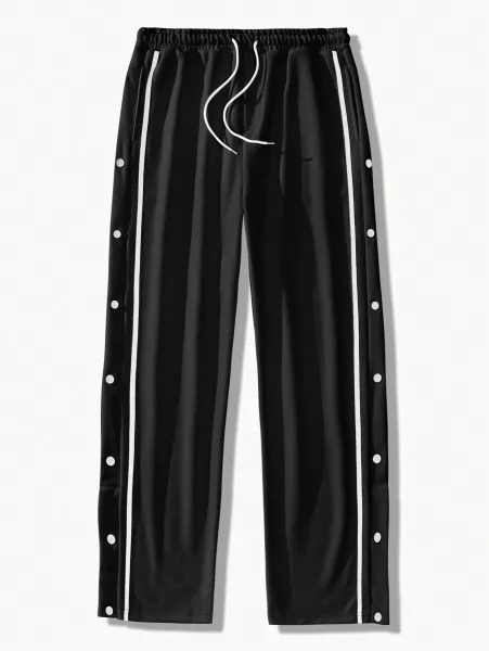 Design Button-Side Track Pants Gray Sweatpants - 20