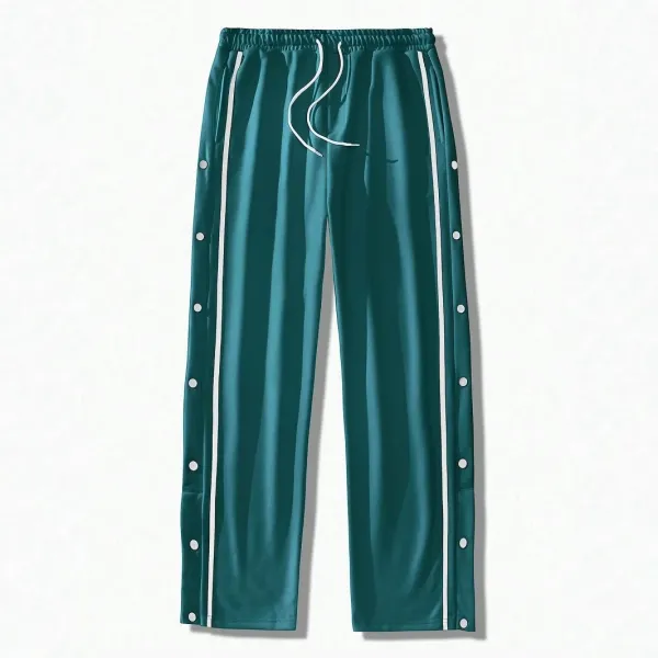 Design Snap-Button Track Pants Teal Sweatpants - 1