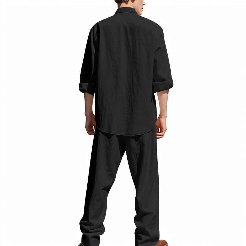 Design Linen Shirt and Pants Set White Casual Set - 18