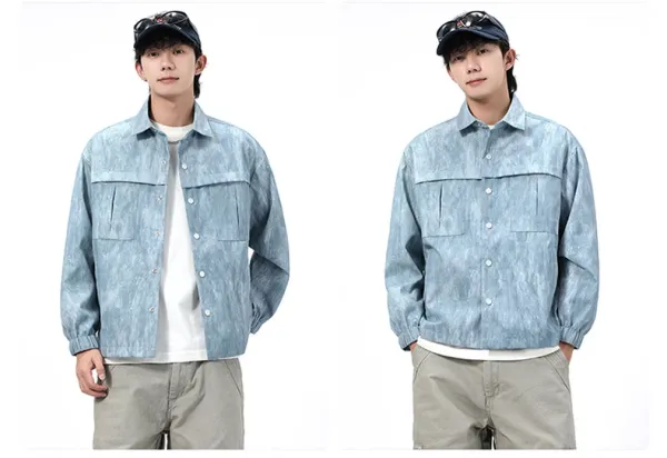 Design Acid Wash Gray Oversized Shirt Jacket Outerwear.jacket - 7