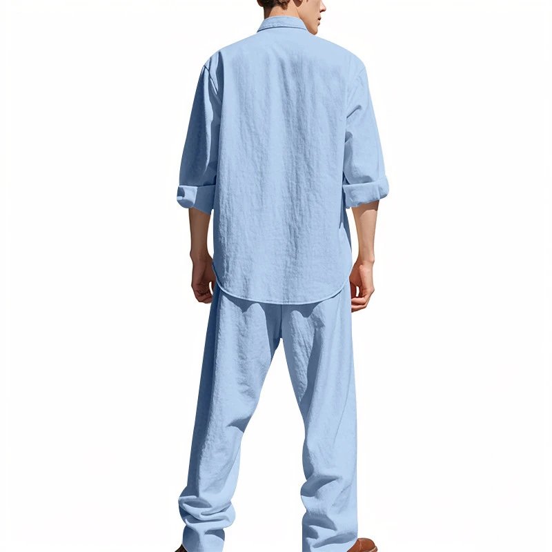 Design Linen Shirt and Pants Set White Casual Set - 45