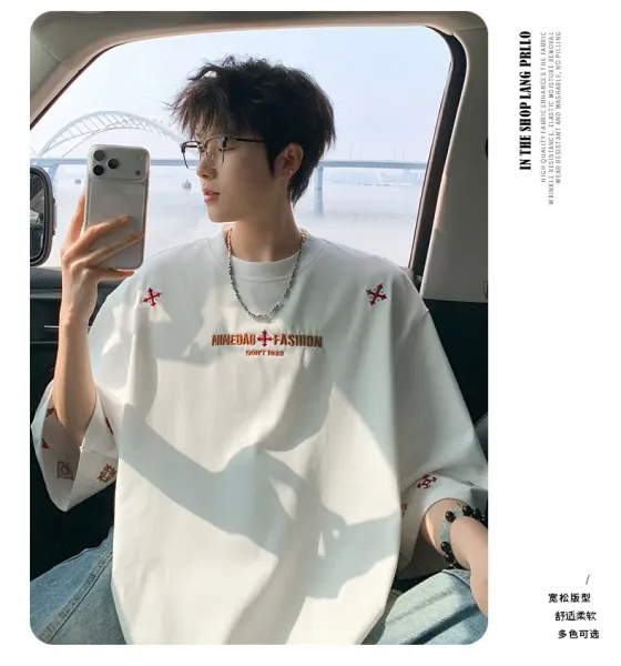 Design Ninedar Fashion Graphic Print Oversized T-Shirt Gray T-Shirts - 10
