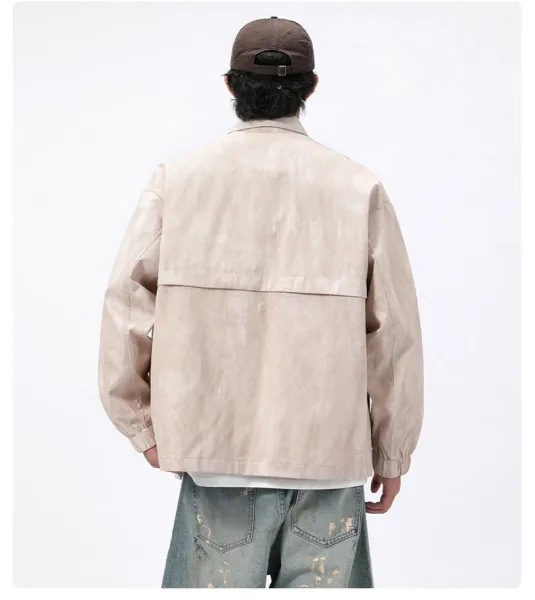 Design Acid Wash Gray Oversized Shirt Jacket Outerwear.jacket - 13