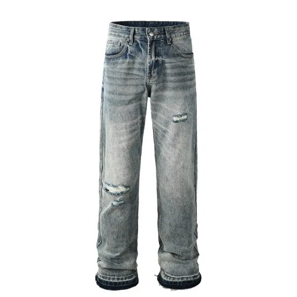 Design Studded Knee Panel Black Denim Jeans - 39