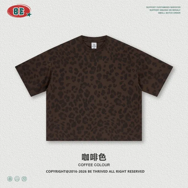 Design BE Thrived Leopard Print Coffee Colour T-Shirt T-Shirts - 1