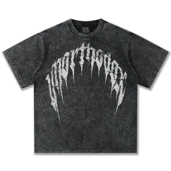 Design SAINT T-Shirt Acid Wash Black Graphic Tee T-Shirts - 1