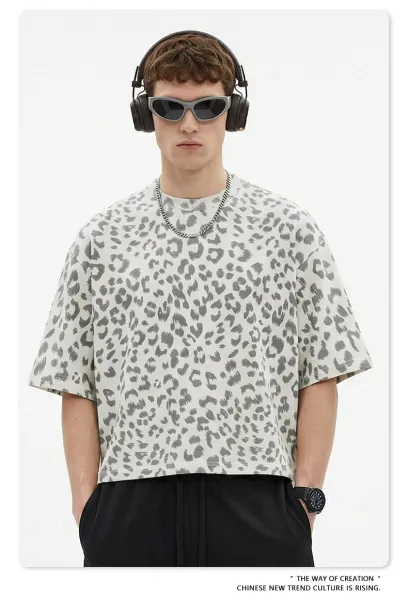 Design BE Thrived Grey Apriko Leopard Print T-Shirt T-Shirts - 15