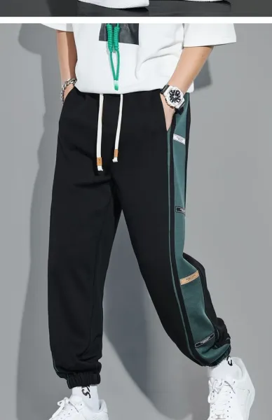 Design Track Pants with Blue Side Panel Gray Sweatpants - 9