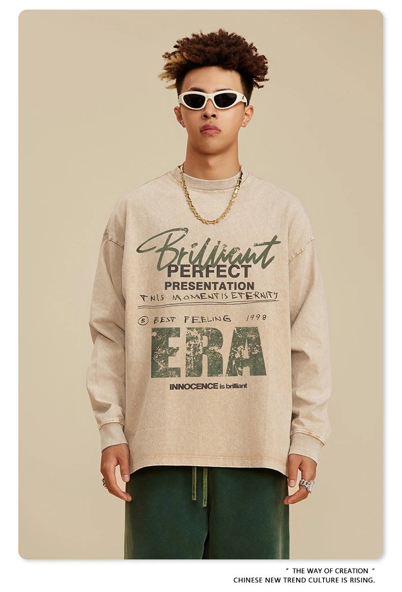 Design BE Thrived Fried Snowflake Washed Long Sleeve T-Shirt Black T-Shirts - 30