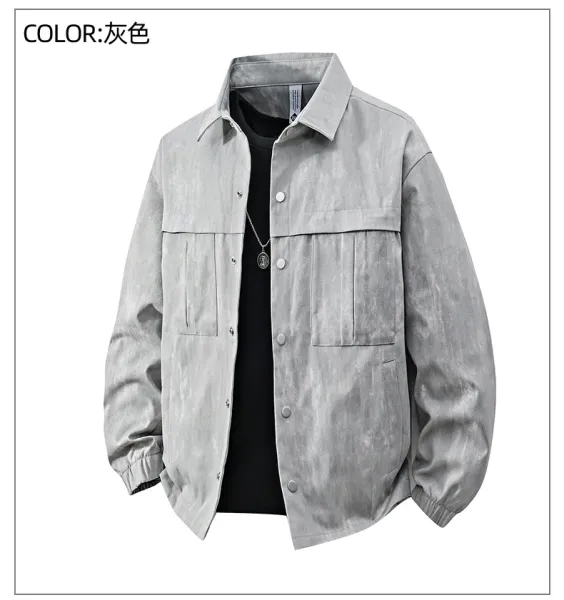 Design Acid Wash Gray Oversized Shirt Jacket Outerwear.jacket - 24
