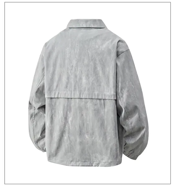 Design Acid Wash Gray Oversized Shirt Jacket Outerwear.jacket - 25