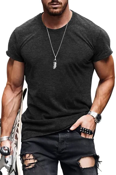 Design Basic Fit Army Green T-Shirt with Ripped Black Jeans - 19