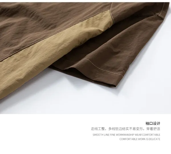 Design Short-Sleeve Half-Zip Windbreaker in Brown and Beige Outerwear.windbreaker - 11