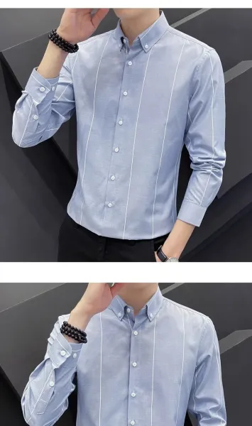 Design Stripe Detail Button-Down Shirt Black - 10
