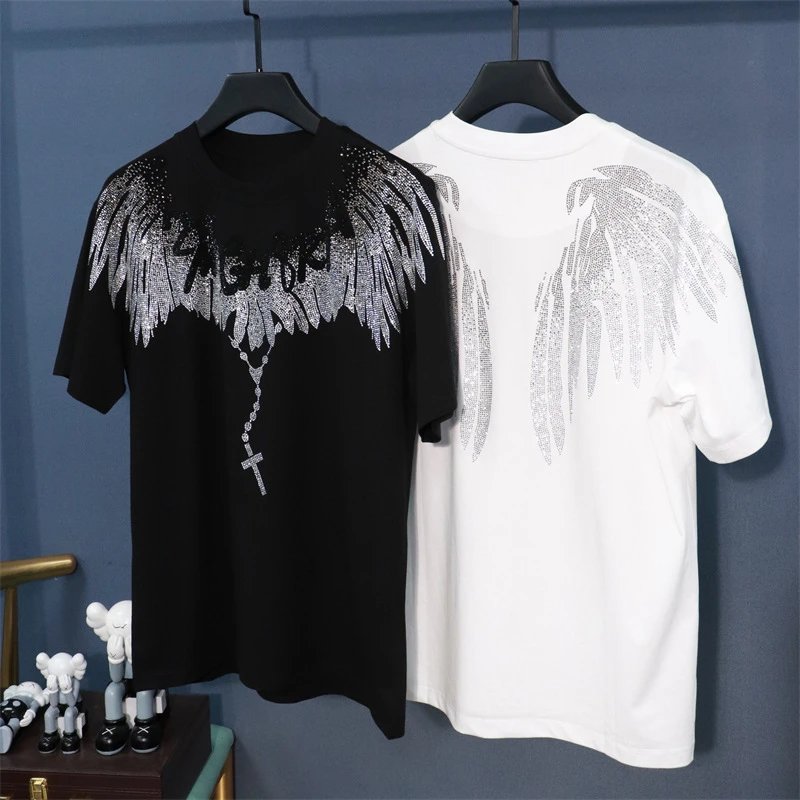 Marcelo Burlon County Of Milan Angel Wings Crystal Embellished Black T-Shirt - 21