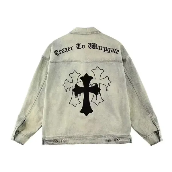 Chrome Hearts Cross Motif Acid Wash Denim Jacket - 1