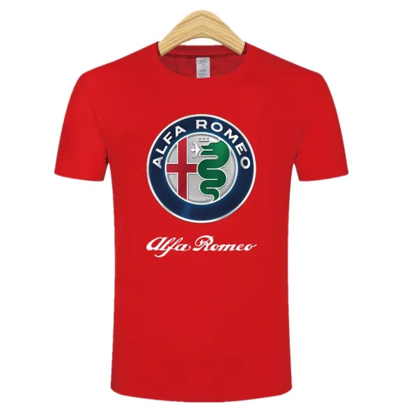 Design Alfa Romeo Logo Print Red T-Shirt T-Shirts - 1