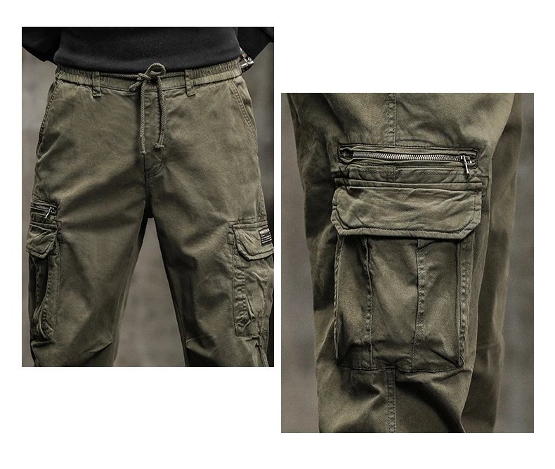 Design Cargo Pants Black with Zippered Pocket and Elastic Cuff Pants - 5