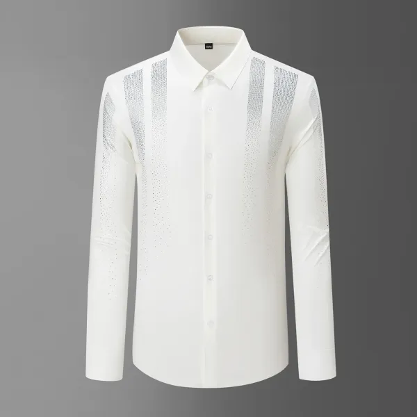 Design Embellished Sheer Panel Shirt White Tops Shirt - 1