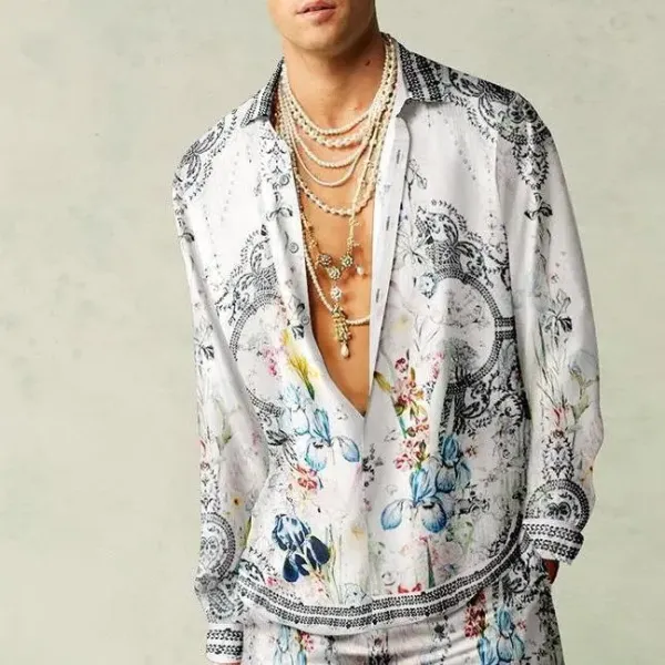 Dolce & Gabbana Floral Print Silk Shirt and Pants Set Multicolor - 1