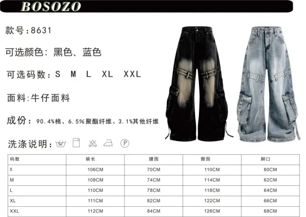 Design Wide-Leg Cargo Jeans Black Wash - 2