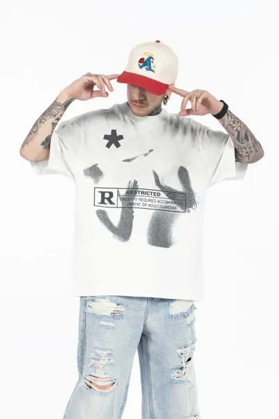 Design Restricted Graphic Print White T-Shirt - 13