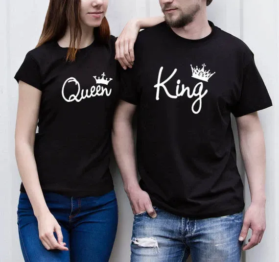 Design Queen and King Matching Black T-Shirts - 1