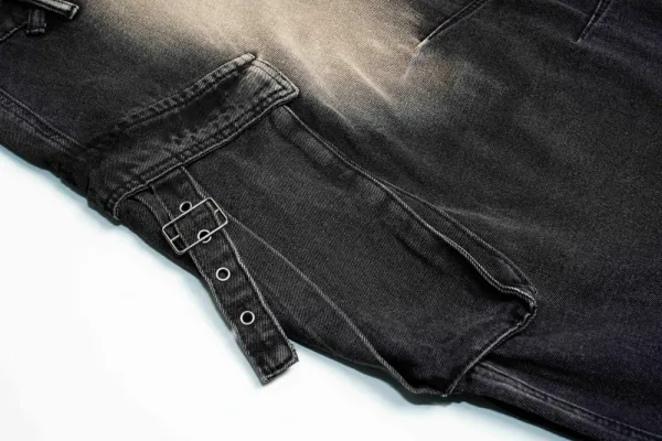 Design Wide-Leg Cargo Jeans Black Wash - 15
