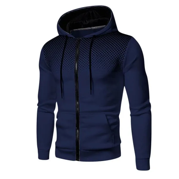 Design Gradient Dot Pattern Navy Zip-Up Hoodie - 1