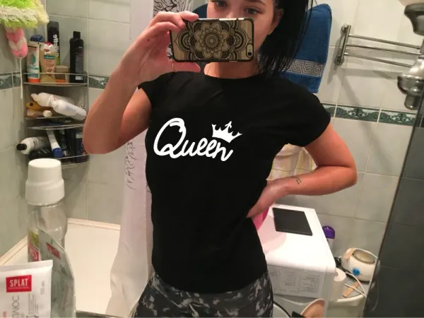 Design Queen and King Matching Black T-Shirts - 9