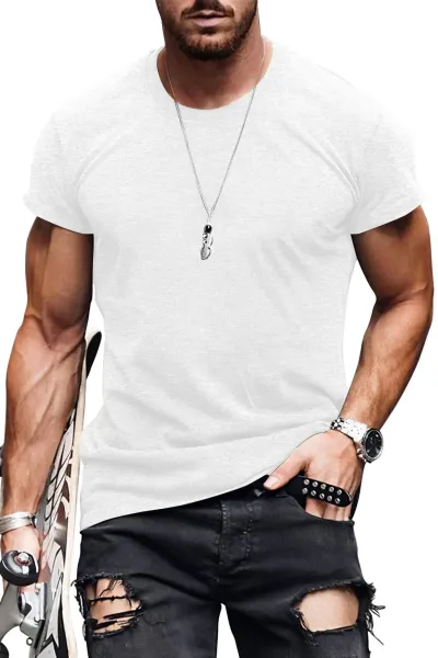 Design Basic Fit Army Green T-Shirt with Ripped Black Jeans - 22