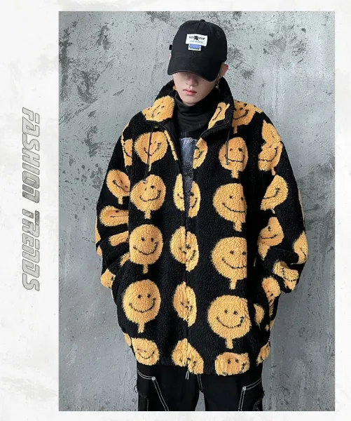 Design Peanuts x Unknown Brand Sherpa Fleece Jacket Gray Outerwear Jacket - 9