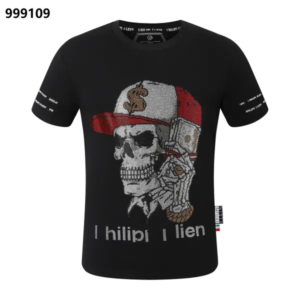 Philipp Plein Lil Boo Skull Rhinestone Embellished Black T-Shirt - 18