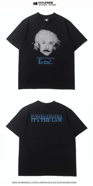 Design Albert Einstein E=mc² Graphic T-Shirt Black - 5