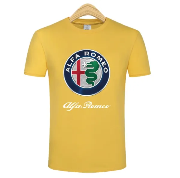 Design Alfa Romeo Logo Print Yellow T-Shirt T-Shirts - 1